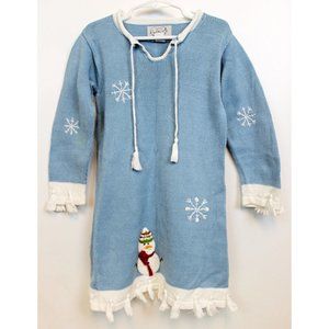 Zack ali 4 Kids Sweater Dress Knit Christmas Winter Snowman Snowflakes Tassels